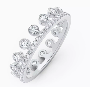 Bague pavée goutte de rosée en or blanc - Product Image 1