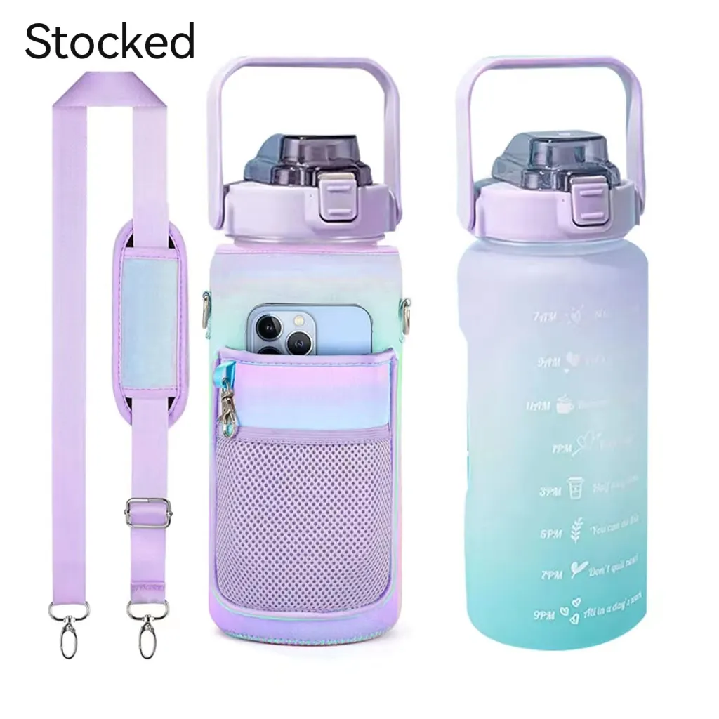 JZYZ Glass 1L 2L Vacuum School Hot Bling Stainless Steel Water Bottle Rubber 2022 With Sleeve And Strap With Phone Holder