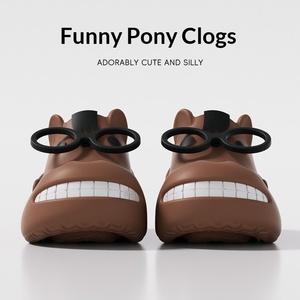 Funny Horse Pattern Couple <b>Clogs</b>, EVA Non-slip Wear-resistant Sandals, Outdoor Beach <b>Slippers</b> for Summer Men Women - Product Image 4