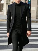 Manteau d'hiver mi-long en laine pour homme, style britannique, couleur camel, décontracté, cachemire, grande taille, col mandarin