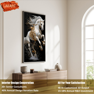 UNIART Qualité Impression sur Toile <span class=keywords><strong>Cheval</strong></span> Art Mural en Porcelaine Couloir Peintures Diamants LED <span class=keywords><strong>Peinture</strong></span> en Porcelaine Cristal Décoration Maison - Product Image 2
