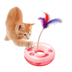 Giocattolo Interattivo per Gatti, Triangolo Rotante con Palla, Giochi per Gatti con Cerchio Girevole - Product Image 1