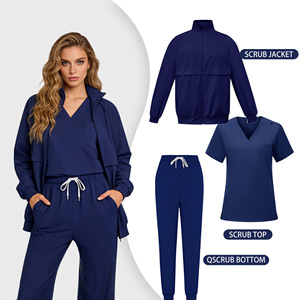 HZMNOI Unisex <b>Scrub</b> <b>Set</b> Moisture Wicking Quick Dry Comfortable Stretchy Workwear Split <b>Set</b> For Medical Nursing Use - Product Image 1
