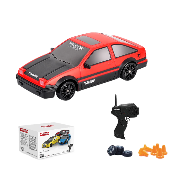 1:24 2.4G 4WD Remote Control High Speed Car With LED & Accessories Drifting Tyres Tires Replaceable R/C Car