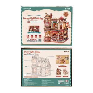 <span class=keywords><strong>Robotime</strong></span> Rokr Toys Wholesale DIY Assemble Kit EAB02 Dream Coffee Factory Music Box <span class=keywords><strong>3D</strong></span> Wooden Puzzles - Product Image 5