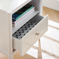 Table de chevet moderne européenne en MDF blanc, finition en bois massif et acier inoxydable miroir, haute qualité, pour chambre à coucher, modèle Muxingfang 213 #