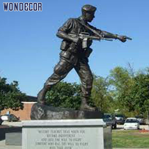 Wondecor Antique Bronze Handmade Kích Thước Cuộc Sống Thường Vụ Soldier Tượng Với Gun - Product Image 3