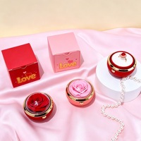 Boîte à bijoux en acrylique mat en forme de dôme, rose rouge, directement de l'usine, pour fleurs éternelles, boîte cadeau pour bague de fiançailles, personnalisable