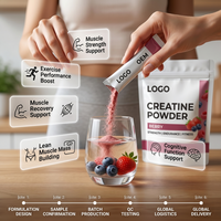 Poudre de créatine sportive pour adultes, saveur baies, force et endurance, marque privée, sans soja, délai de livraison rapide OEM