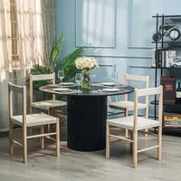 Ensemble de table et de chaises rondes en bois de luxe moderne, meubles pour hôtel et salle à manger, assemblé, 6 places