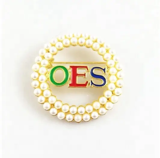 Custom OES eastern star lapel pins jewelry High quality eastern star pearl lapel pins brooch jewelry