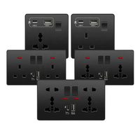 Interrupteur Mural Bouton Lumineux Noir UK 13A, Prise d'Alimentation Murale Universelle USB-C 18W à Charge Rapide Intelligente 220V