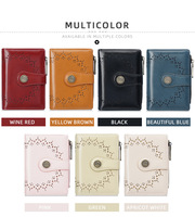 Dompet Lipat Pendek Motif Geometris untuk Wanita, Penutup Ritsleting, Bahan Kulit PU, Portabel, Tempat Kartu dan Uang Koin
