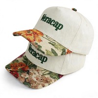 HBA54 Gorras de Béisbol para Hombre y Mujer con Diseño Moderno, Visera Personalizada, Estampado Floral, Logotipo y Bordado en Dos Tonos