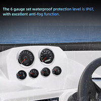 Ensemble de 6 jauges 85 mm pour bateau : Compteur de vitesse GPS 120 MPH & Tachymètre 8000 tr/min, Indicateurs de carburant/huile/température/voltage (US)