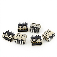 Connecteur femelle USB 2.0 Type-A SZGOZIE, corps court 100 mm, 4 broches, montage sur poste, SMT, contact plat, haute intensité