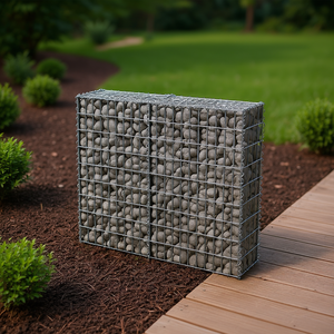 Muro in gabbioni di acciaio zincato 39,4x7,87x39,4 pollici con coperture per paesaggistica e decking - Product Image 2