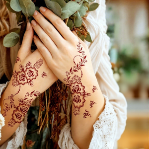 Nuevo Tatuaje Temporal de Henna con Diseño Floral, Resistente al Agua, Color Marrón Rojizo, <span class=keywords><strong>para</strong></span> Mujeres - Product Image 2