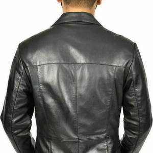 Manteau long en cuir véritable pour homme, coupe classique, de haute qualité, avec logo personnalisé, design personnalisé, vente en gros, vêtements d'hiver - Product Image 4