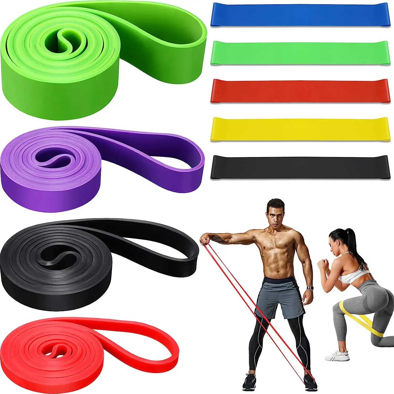 2023 Customization Color Fitness Latex Mini Resistance Exercise Band of 5 Pcs 12''*2'' or 10''*2''