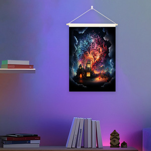 ผ้าแขวนผนังลายป่าเวทมนตร์เรืองแสงในที่มืด แบบสั่งทำได้ พร้อมโลโก้  ลายพิเศษ  สำหรับตกแต่งบ้าน สไตล์ฮิปปี้  ใช้กับแสงแบล็คไลท์ - Product Image 2