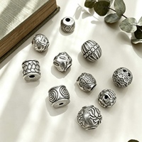 Perles intercalaires et perles baril en argent plaqué cuivre, motif DIY évasé Lotus Six-son Mantra, tendance