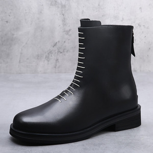 Vintage Men's Western Ankle Chelsea <b>Boots</b> Breathable Comfortable Zipper Thick Sole Casual Shoes Office Winter Anti-Slip - Product Image 2