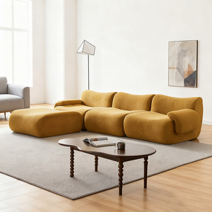 أريكة إيطالية عصرية من طراز ليمي لامب بدون عظام، كنبة منحنية بثلاثة مقاعد مبطنة مع خيارات ألوان مخصصة لغرفة المعيشة والشقق - Product Image 3