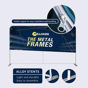 Custom Portable Tradeshow Display Booth <b>Stand</b> <b>Backdrop</b> 10ft 250GSM Polyester Tension Fabric Waterproof UV Resistant - Product Image 2