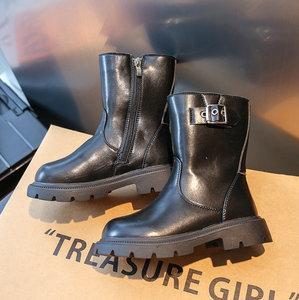 Chaussure pour enfant noire tendance taille 26-36 pour fille et garçon, nouveau design, botte en cuir PU pour enfants avec fermeture éclair - Product Image 4
