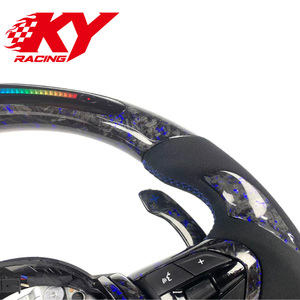 พวงมาลัยคาร์บอนไฟเบอร์ฟอร์จสีน้ำเงินแบบกำหนดเอง พร้อมไฟ LED สำหรับ BMW 320 F10 F20 F30 F34 F15 F25 F07 F82 M3 M4 M5 G12 G13 G14 G15 G16 G30 - Product Image 2