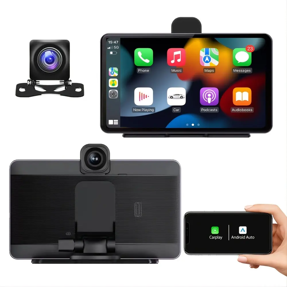 7 Inch Dash Cam Camera With Wireless CarPlay Android Auto Multimedia Audio DVR camera Car Monitor