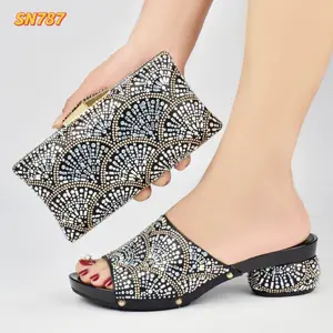 New african shoes styles /black sandal high heels shoes matching bag /italian party evening shoes sandals shoes