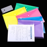 Multi couleurs 18C A4 plastique transparent transparent dossier de bureau conférence billet sac bouton sac snap type étudiant PP document sac
