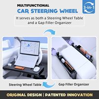Baki Laptop di Setir Mobil dengan Logo Kustom Pabrik, Tekstur Serat Karbon, Organizer Penyimpanan Celah Kursi yang Dapat Dilepas untuk Mobil