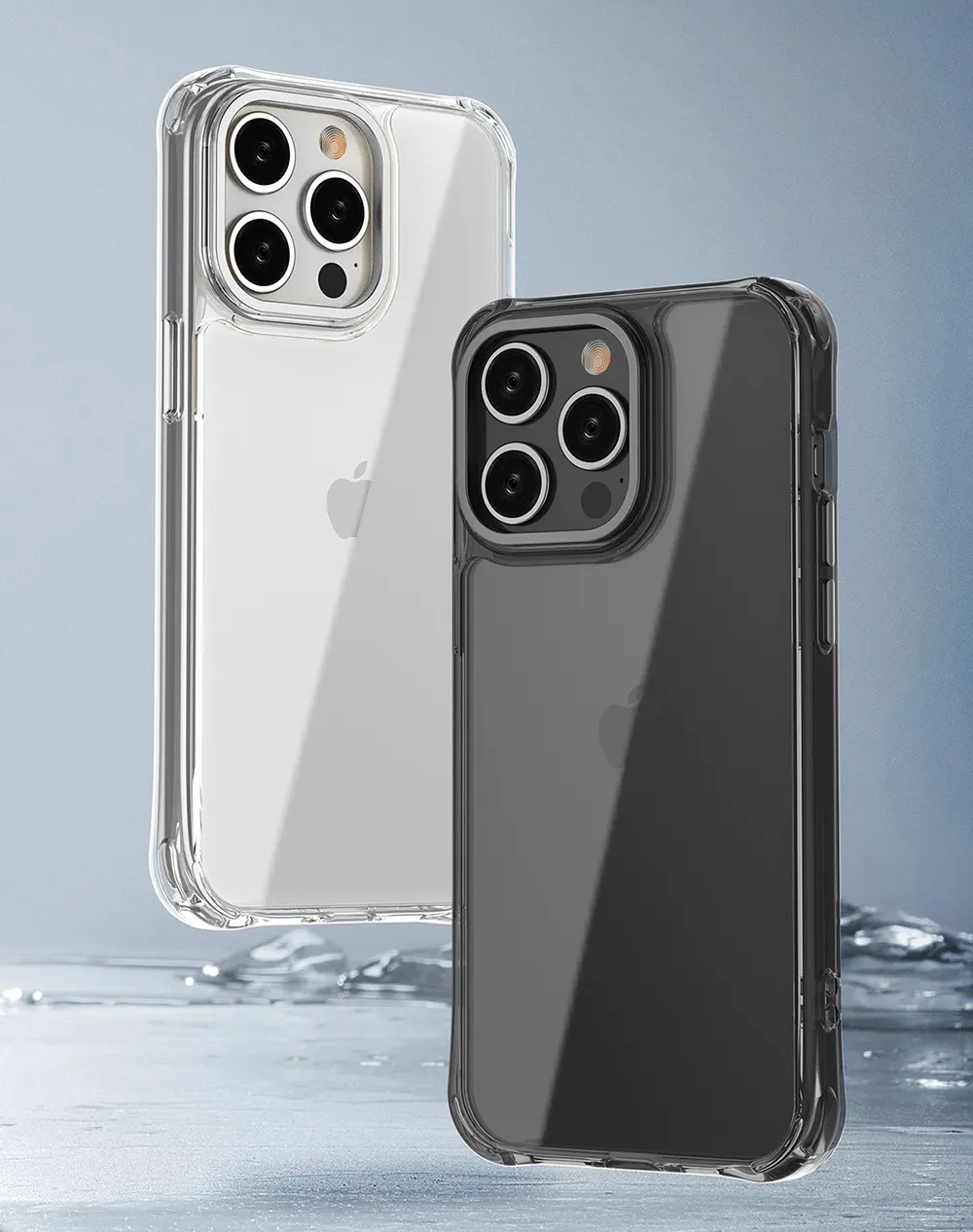 Custodia per telefono trasparente rigida in tpu di colore personalizzato per iPhone 14 15 pro max cristallina custodia per telefono cellulare con telaio in metallo