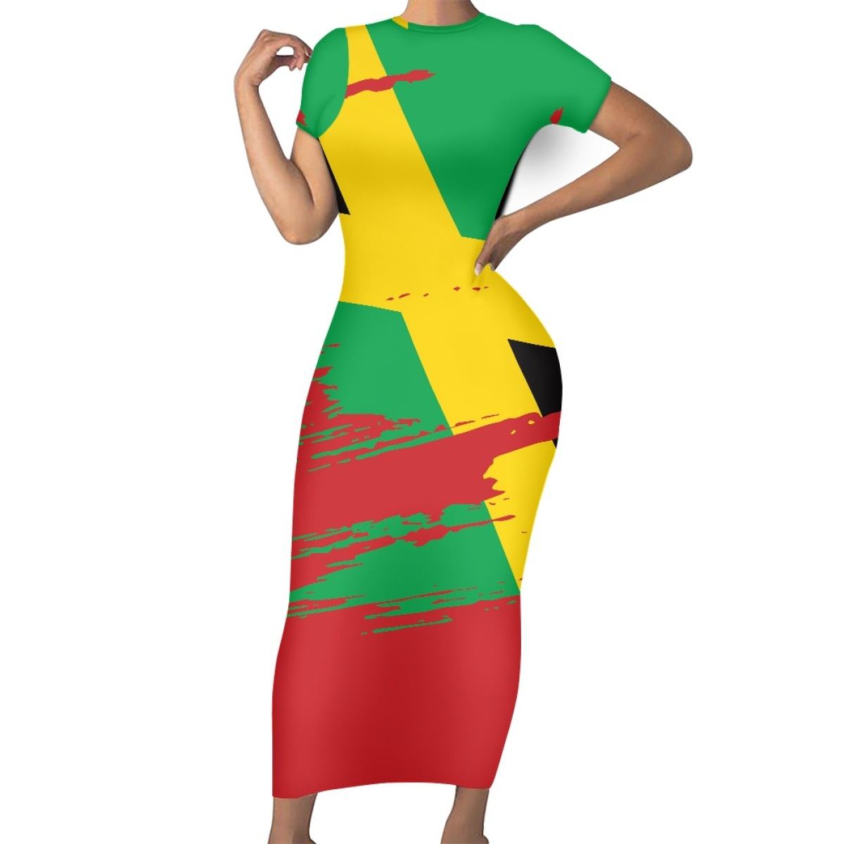 jamaican bodycon dress Jamaica Legend Bob Day Long Sleeve Bodycon Dress One Love Jamaican Reggae African Pattern