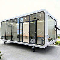 Capsule spatiale préfabriquée moderne modulaire mobile, cabine Apple avec façade vitrée isolée, maison préfabriquée pour bureau et usage extérieur