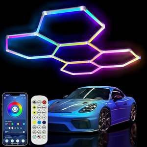 Lampes LED hexagonales RGB 5 pour <span class=keywords><strong>garage</strong></span>/mur, 358 types de changements de couleurs, intensité réglable, vitesse réglable, lumières DIY <span class=keywords><strong>à</strong></span> changement de couleur - Product Image 1