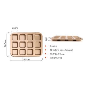 Molde para pan de 12 cavidades de acero al carbono Mini molde para hornear pasteles, pan, chocolate y <span class=keywords><strong>Brownie</strong></span> para panadería - Product Image 6