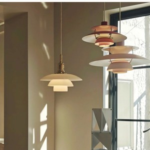 Lampe suspendue vintage en verre Rh, blanche, moderne, pour chambre à coucher, salle à manger - Product Image 2
