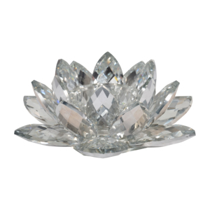 Portacandele in vetro Crystal Lotus, centrotavola decorativo per tavolo. - Product Image 1