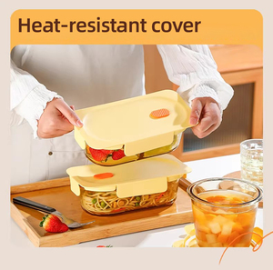 Contenants de préparation de repas au micro-ondes <span class=keywords><strong>en</strong></span> <span class=keywords><strong>verre</strong></span>, boîtes à lunch bento avec couvercles anti-brûlure résistants à la chaleur - Product Image 1