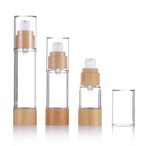 Botella de vacío de bambú y madera de 15/30/50/80/100 ml con bomba de presión tipo pico de pato, envase cosmético para tónico. - Product Image 3