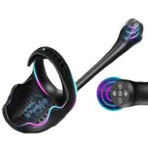 Masseur double tête à 10 vibrations avec anneau pénien réglable, masseur de prostate - Product Image 5