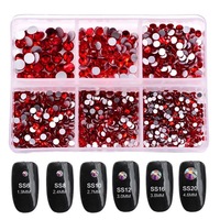 6-Fächer-Box mit gemischten Farben, lose Glas-Flachback-Nagelkunst-Strasssteine, DIY-Nagelkunst-Zubehör für Taschen, Schuhe, Kleidung, Großhandel