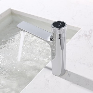 Grifo de Lavabo de Baño de Acero Inoxidable Cromado Deao con Interruptor de Botón Redondo - Product Image 3