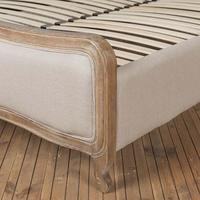 Cadre de lit capitonné de style provincial français en lin et chêne patiné, tailles Queen et King, pour chambre d'hôtel, vente en gros, OEM, sur mesure
