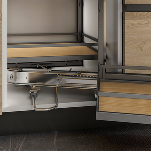 Panier d'angle universel coulissant avec amortissement, gauche/droite, pour bouteilles d'huile et petits ustensiles de cuisine, organisateur compartimenté optimisé - Product Image 4