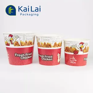 Restaurant Supply Disposable Fast Food Packaging Kraft Paper Bucket For Fried Chicken